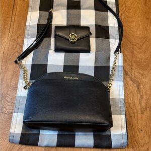 Michael Kors Black Leather Crossbody Bag with Matching Wallet